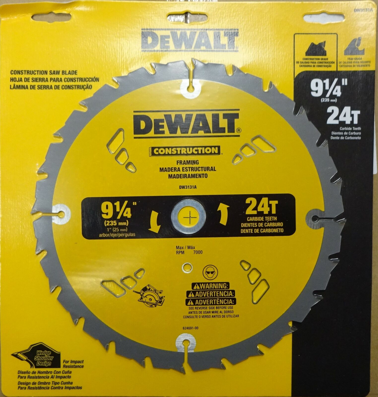 DEWALT DW3131A 9-1/4″ x 24 Tooth Carbide Framing Saw Blade Fashion