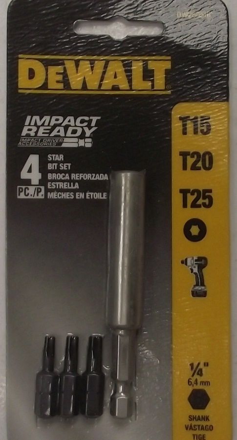 Dewalt DW2605IR 4 Piece Impact Ready Torx Star Bit Set With Magnetic Drive Guide Online now