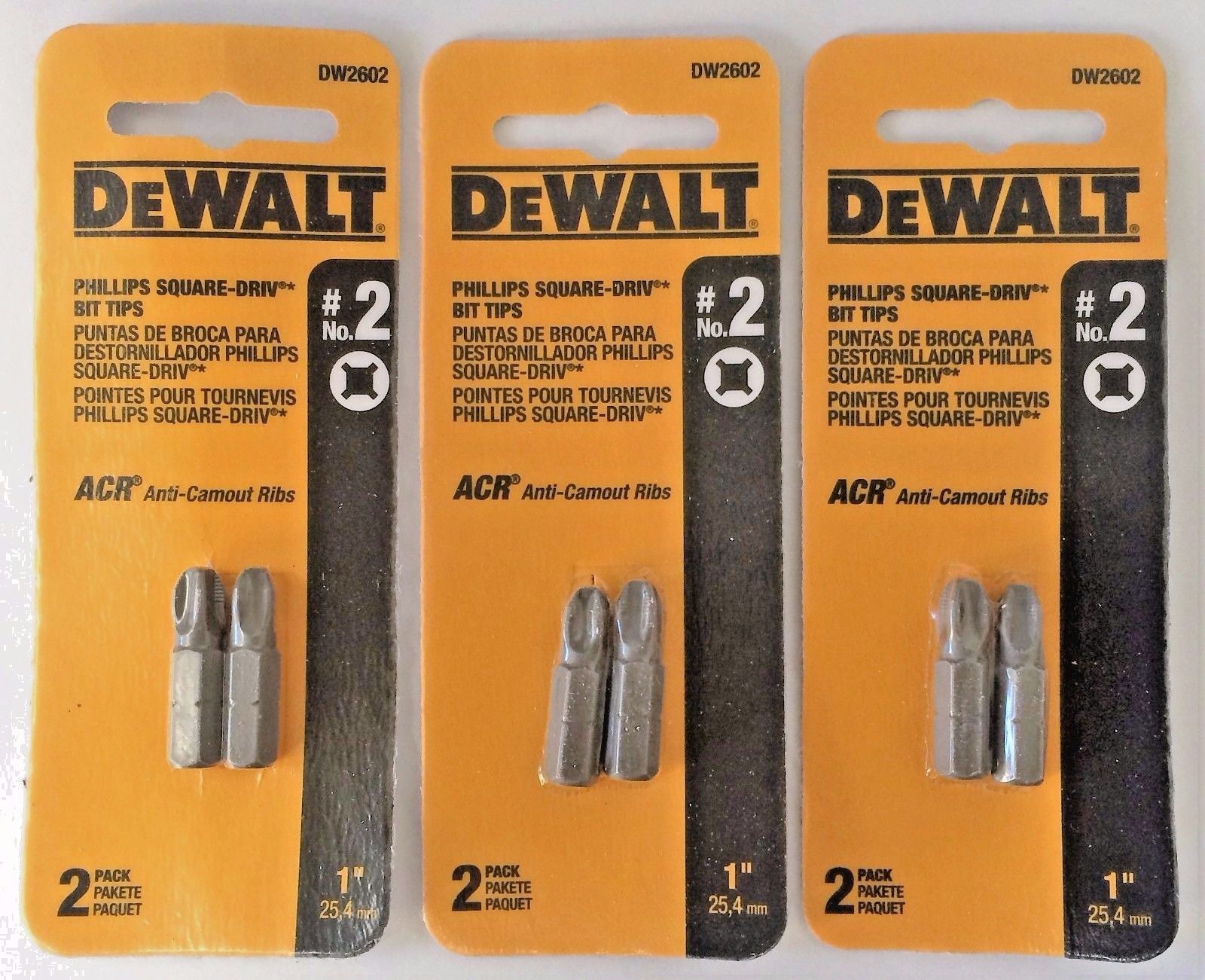 Dewalt DW2602 #2 Phillips Square Drive Bit Tip 3 (2 Packs) Online Hot Sale