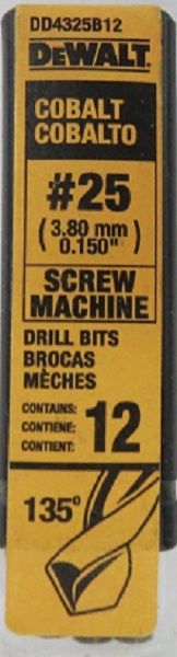Dewalt DD4325B12 #25 Cobalt Screw Machine Drill Bits 12PK Online Sale