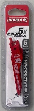 Diablo DS0332BF5 3-1/4″ HVAC/Ductwork Bi-Metal Reciprocating Blade (5-Pack) Switzerland Online now