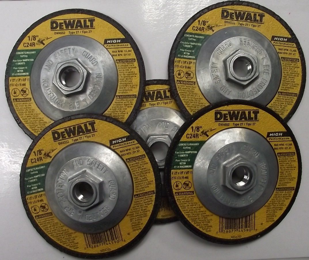 Dewalt DW4552 4-1/2” x 1/8” x 5/8”-11 Concrete Masonry Grinding Wheels 5 Pack Online