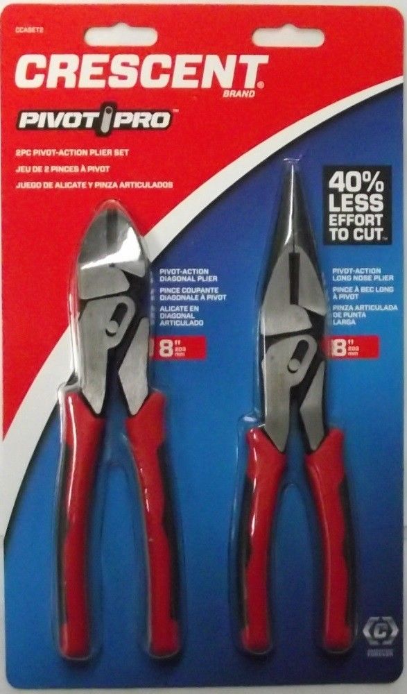 Crescent CCASET2 Pivot Pro Compound Action 8″ Long Nose And Diagonal Plier on Sale