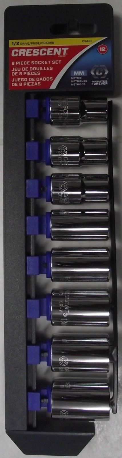 Crescent CSAS1 1/2″ Drive 8pc. 12pt Chrome Metric Standard Socket Set on Sale