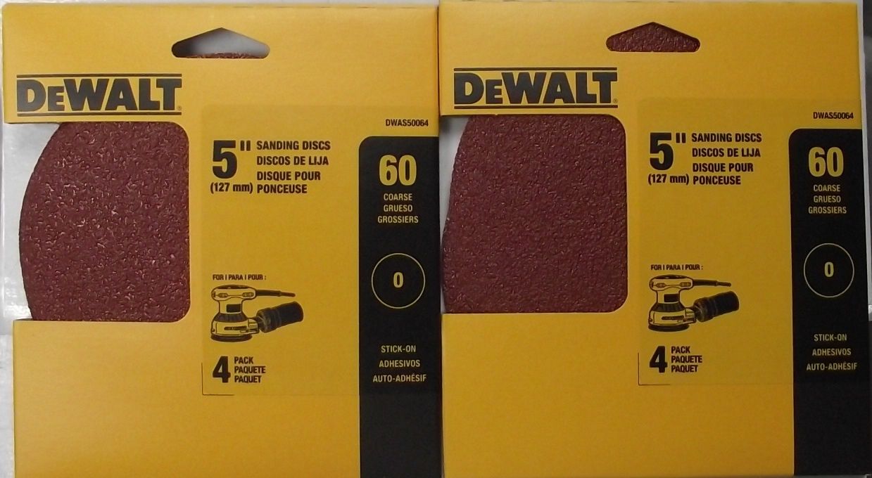Dewalt DWAS50064 5″ x 60 Grit Sanding Discs No Hole Sandpaper 2-4 Packs Stick-On Sale