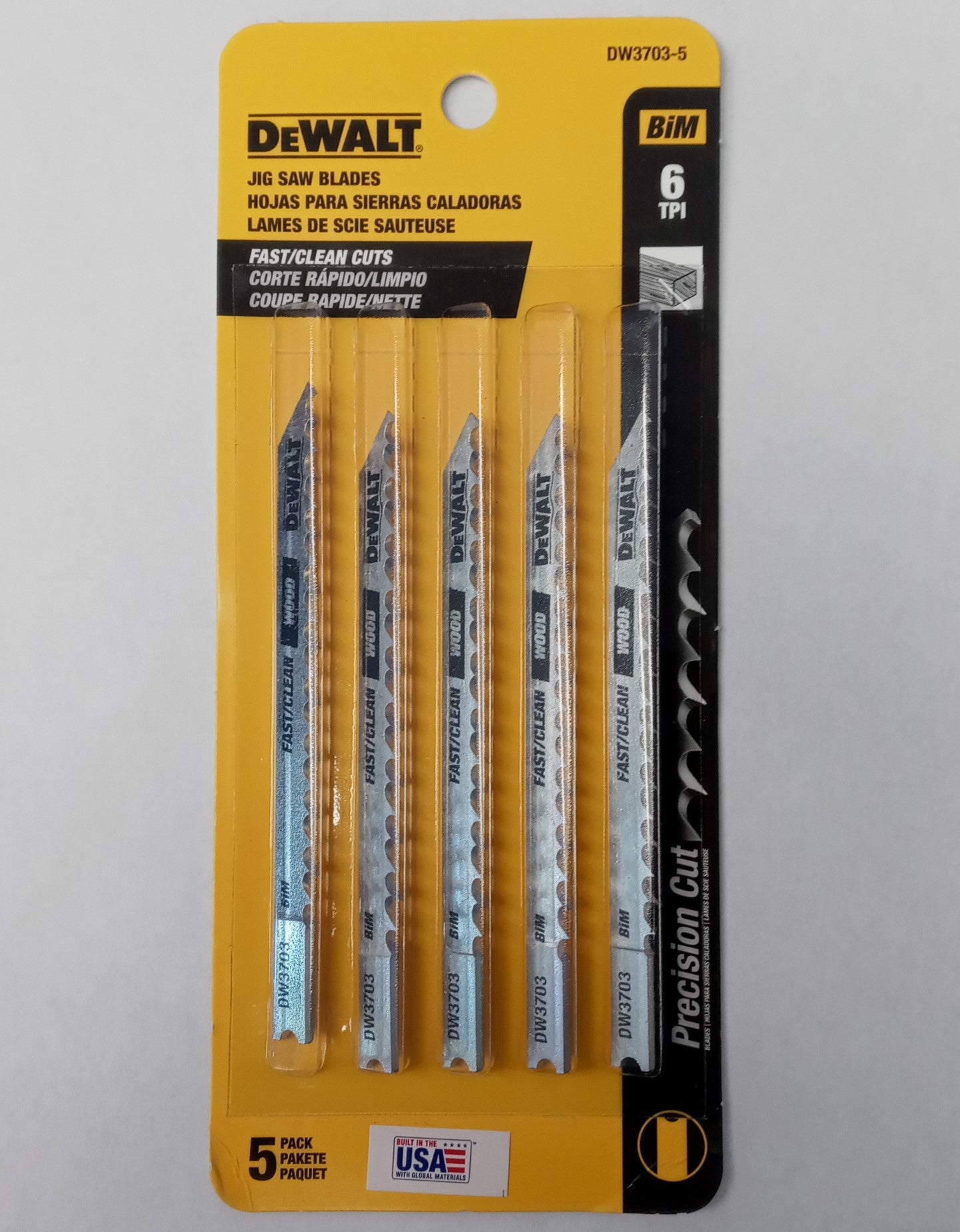 DeWalt DW3703-5 Wood Jig Saw Blades 5-pack 6 TPI Bi-Metal USA Online Sale
