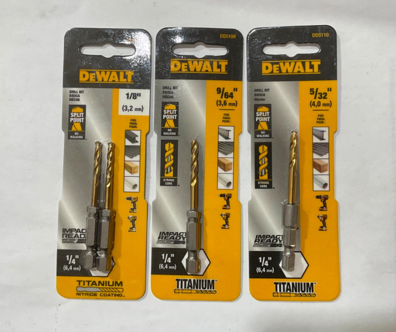 DeWalt DD5108T-10 Titanium coated split point drill bits 3pks #I-105 Online
