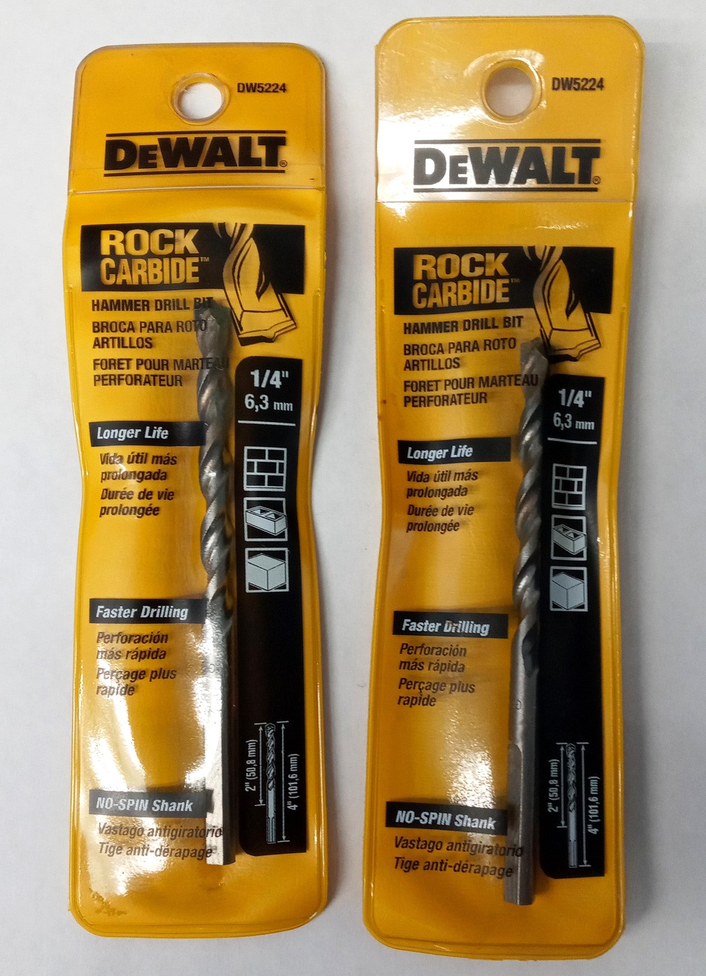 DeWalt DW5224 1/4″ Carbide Hammer Drill Bit 2pcs Supply
