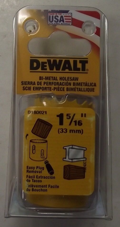 DEWALT D180021 1-5/16″ Bi-Metal Hole Saw USA Discount