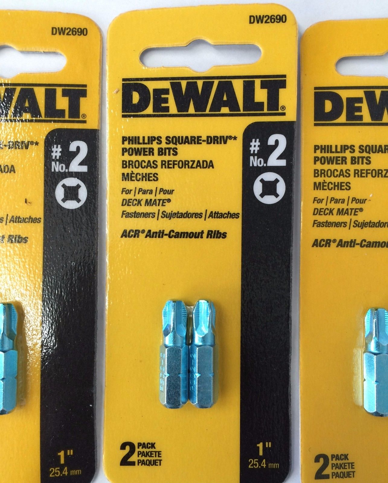 Dewalt DW2690 #2 Phillips Square Drive Power Screw Tips 5 (2PKS) Hot on Sale