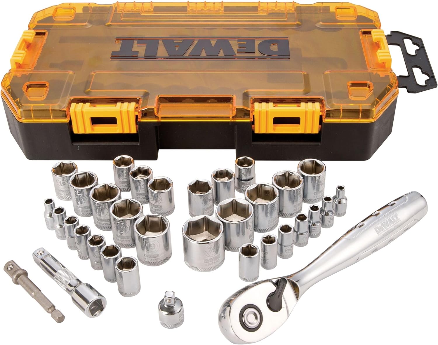 DEWALT Socket Set, 1/4-Inch & 3/8-Inch Drive, SAE/Metric, 34-Piece (DWMT73804) Online