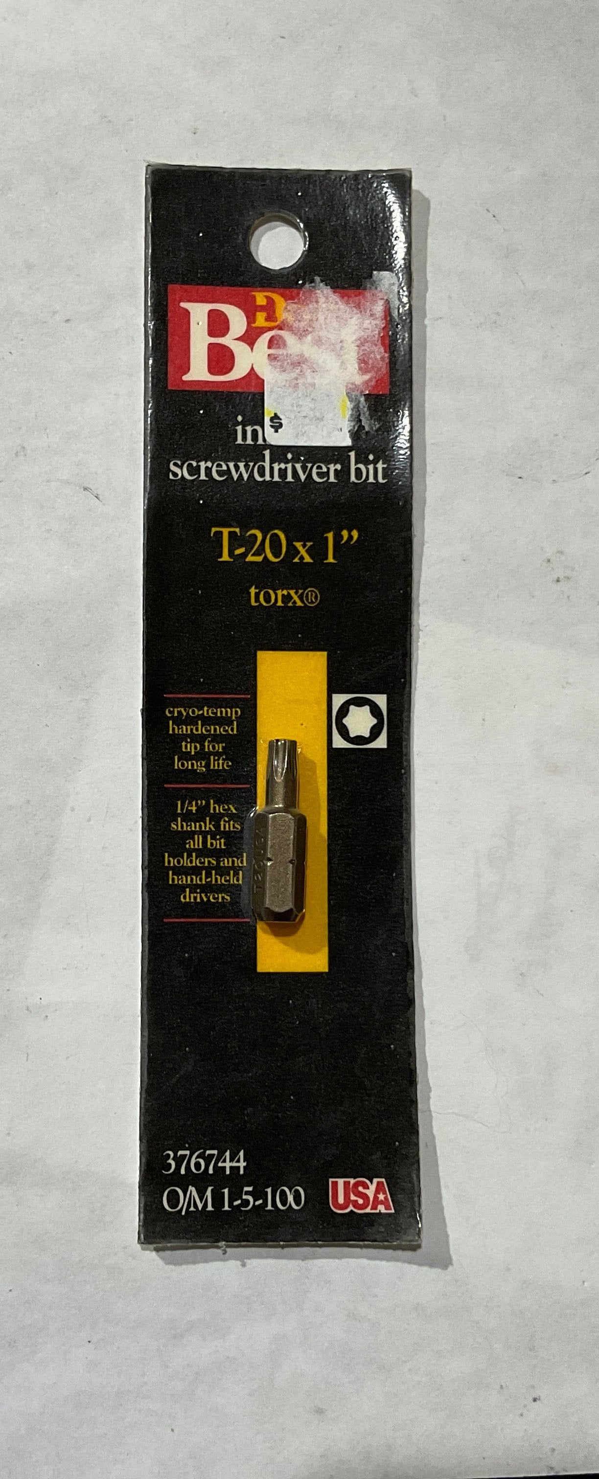 Do it Best 376744 T20 x 1″ Torx insert screwdriver bit USA #S-18 Online Sale