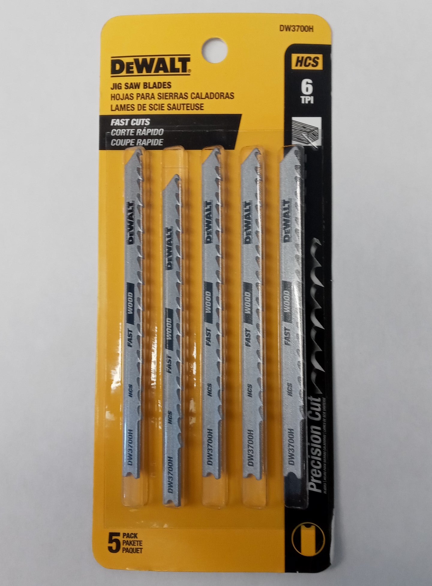 DeWalt DW3700H Fast Cut Wood Jig Saw Blades 5-pack 6 TPI HCS Supply