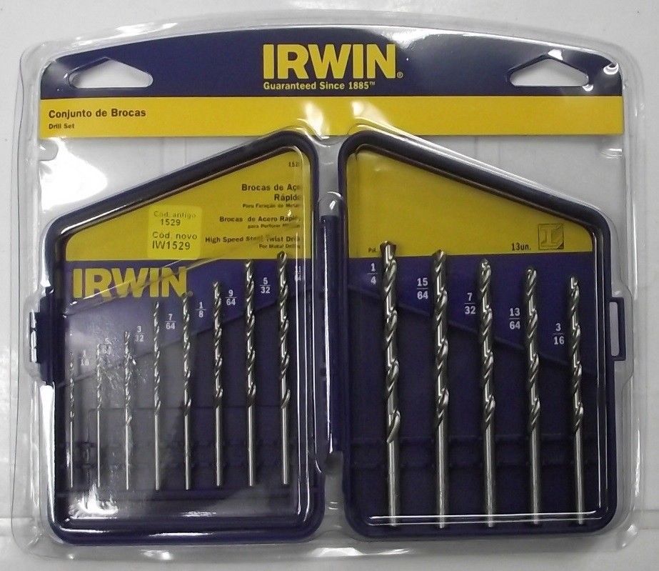Irwin 1529 13pc Drill Bit Set HSS Twist Drill Bits 1/16″ to 1/4″ Fashion