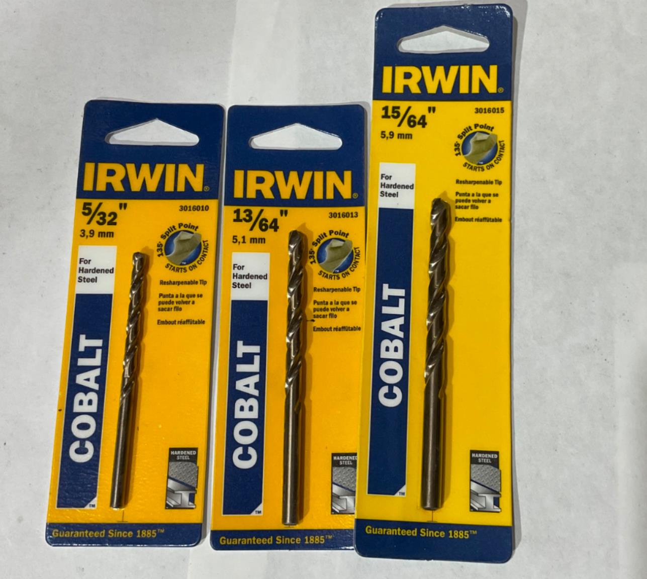 Irwin 3016010-15 3pc Cobalt split point drill bit set #I-73 Online now