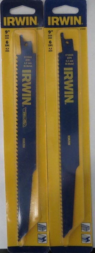 Irwin 372966 9″ 6 TPI Demolition Bi-metal Recip Saw Blade 1pc USA (2 Packs) on Sale
