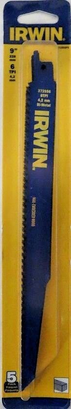 Irwin 372956P5 9″ x 6 TPI Bi-Metal Reciprocating Saw Blades Packaged USA Online Sale