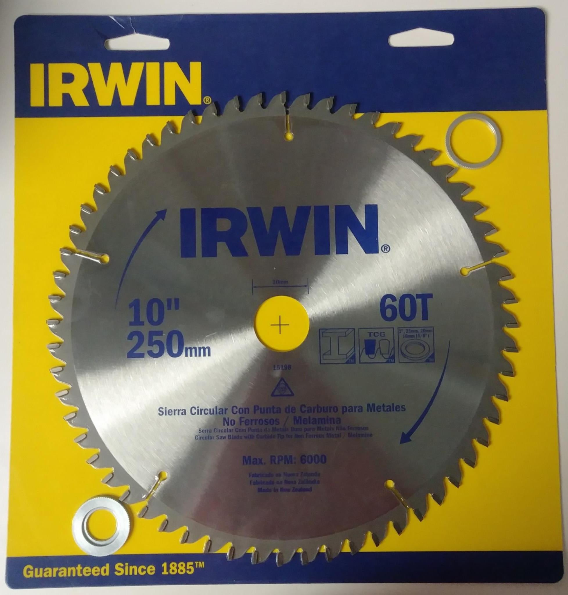 Irwin 15198-T 10″ x 60T Non Ferrous / Melamine Circular Saw Blade 30mm Arbor Online Hot Sale