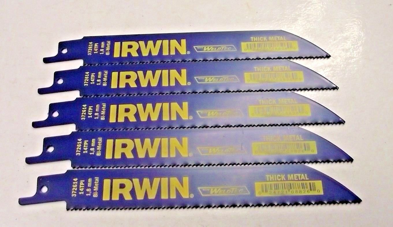 Irwin 372614B 6″ x 14 TPI Bi-Metal Recip Saw Blades Weldtec 5pc. Bulk USA Online Hot Sale