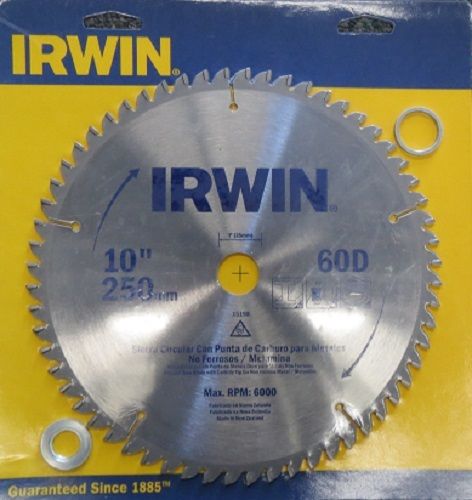 Irwin 15198-D 10″ X 60D Tooth TCG Grind Non-Ferrous Circular Saw Blade 1″ Arbor on Sale