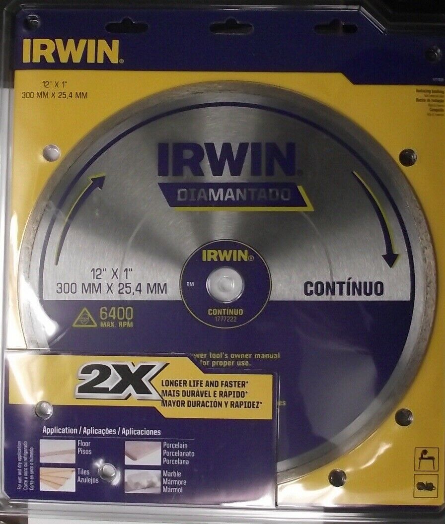 Irwin 1777222 12″ x 1″ Arbor Continuous Rim Diamond Saw Blade Sale