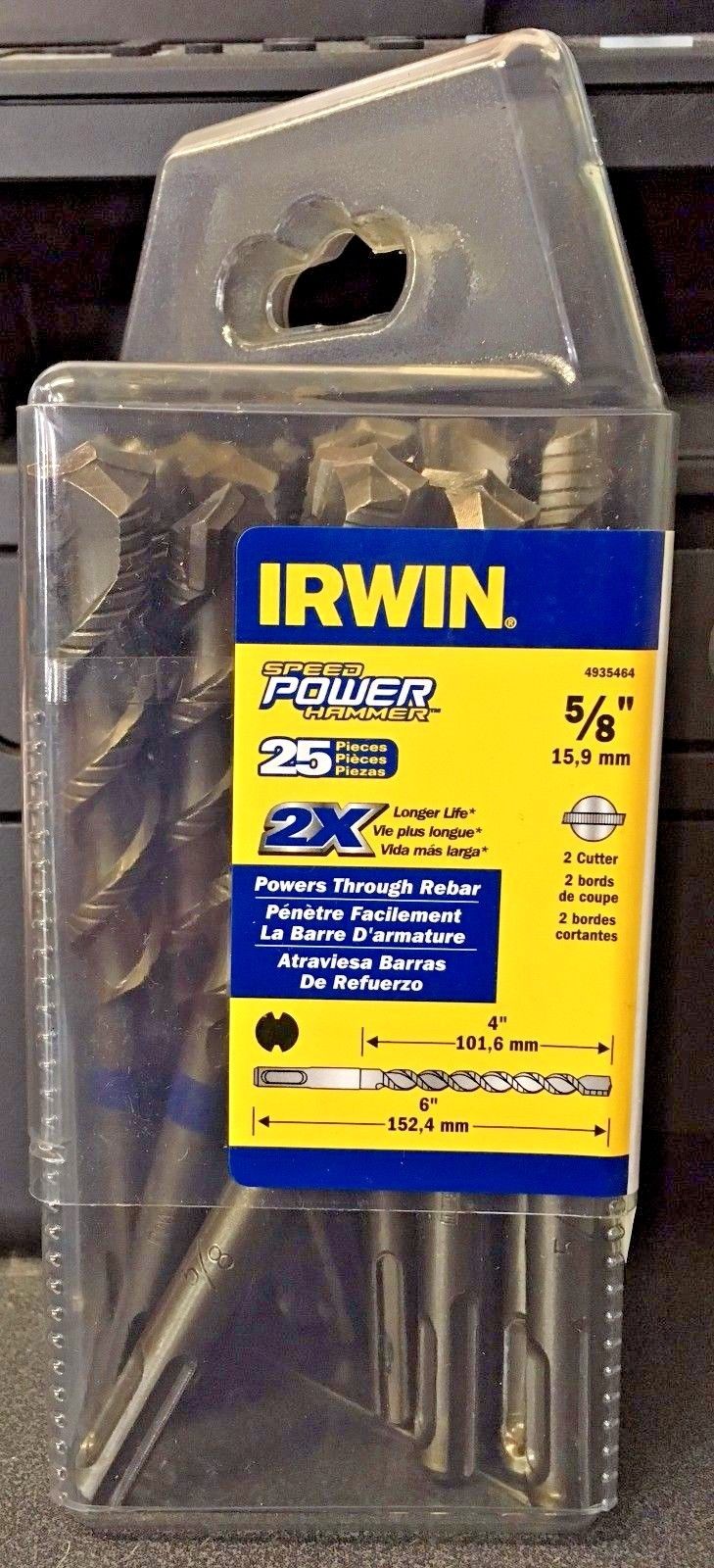 Irwin 4935464 5/8″ x 4″ x 6″ SDS Speed Power Hammer Drill Bits 25 Pack Sale