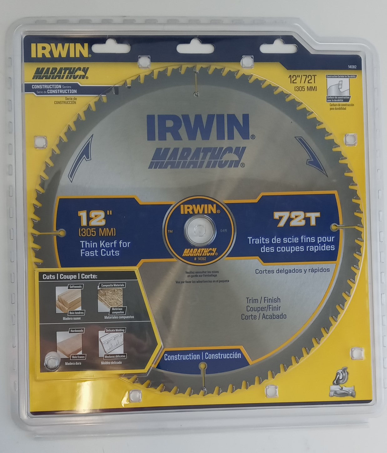 Irwin 14082 12″X72Tx1″ Carbide Tip Miter Table Circular Saw Blade Trim Finish Discount