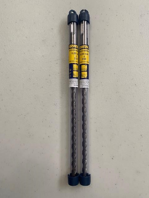 IRWIN 13088 6mm x 210mm Long SDS-Plus Hammer Drill Bit -Speed Hammer Plus 2pcs. Hot on Sale