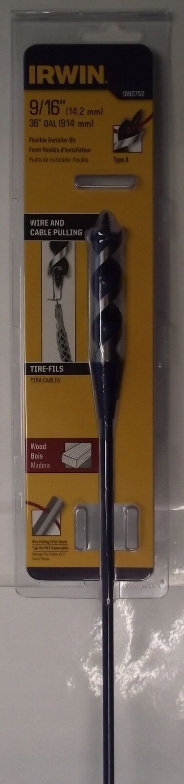 IRWIN 1890752 Flexible Installer Drill Bit With Auger Tip 9/16″ x 36″ Length Supply