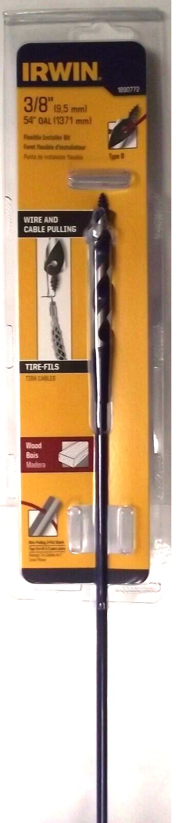 IRWIN 1890772 3/8″ x 54″ Flexible Installer Drill Bit With Wood Auger Tip Online now