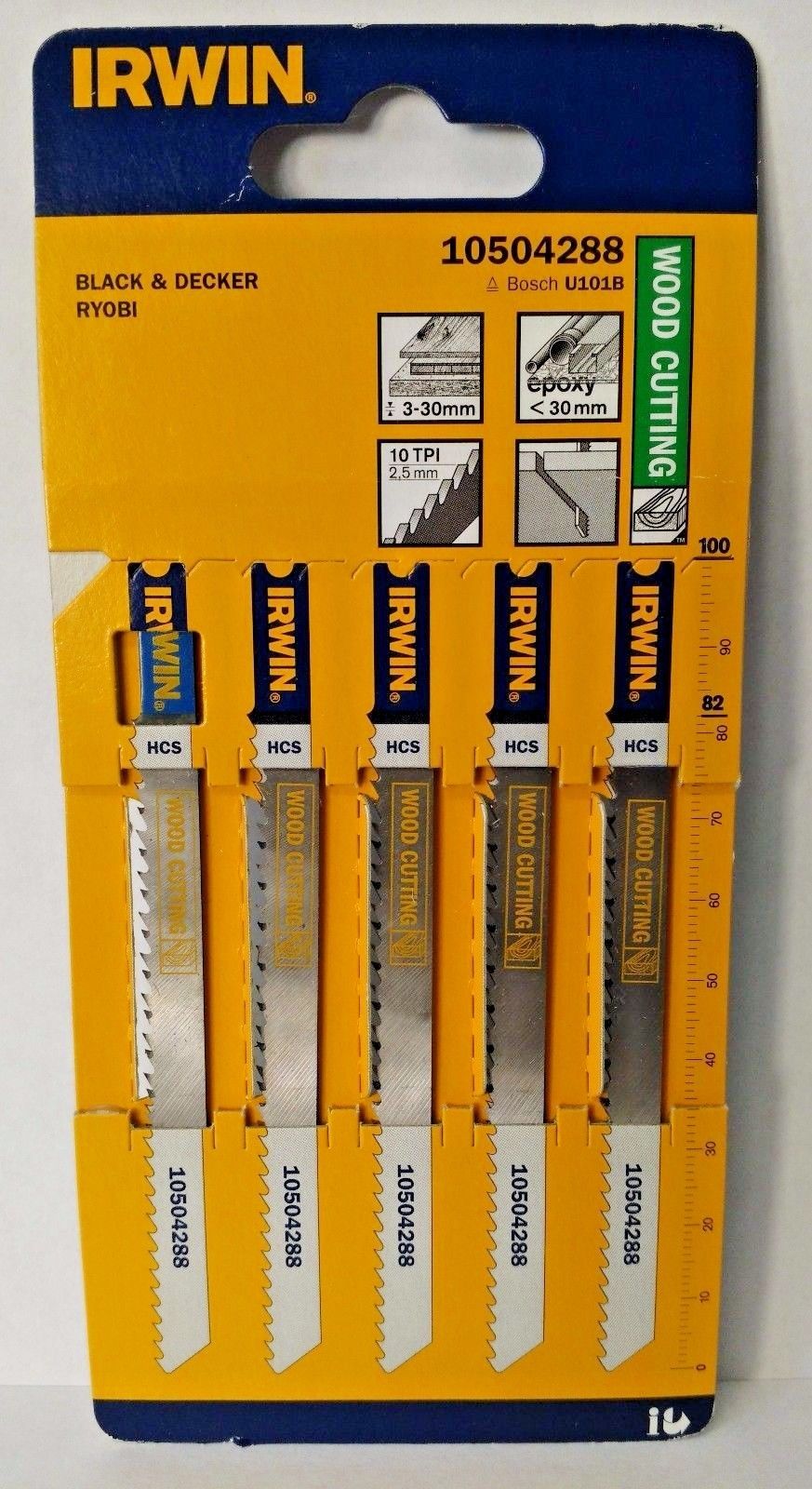 Irwin 10504288 Jigsaw Blades 10 TPI Wood Cutting U101B 5 Blades Supply