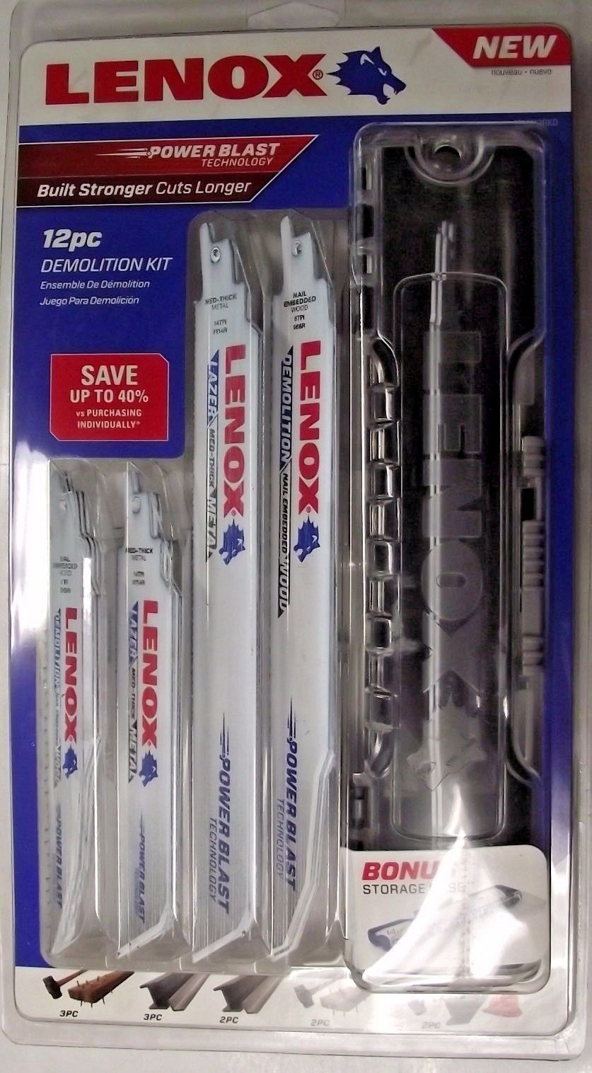 Lenox 1214412RKD 12 Piece Demolition Reciprocating Saw Blade Kit with Case USA Supply