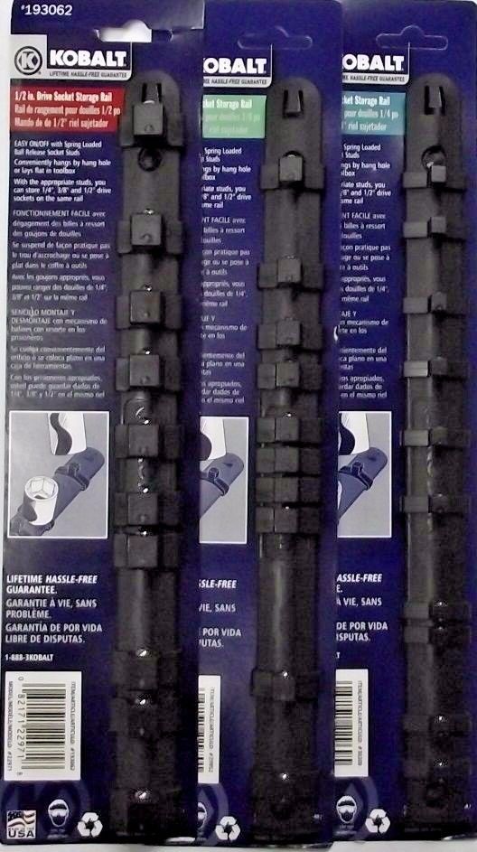 Kobalt  1/4″ 3/8″ 1/2″ Drive Socket Storage Rails USA 22971 22970 22969 on Sale