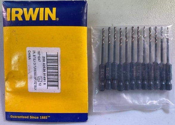 Irwin Tools 1871047 Impact 3/32” Turbomax Black & Gold Drill Bit 12-pack Supply