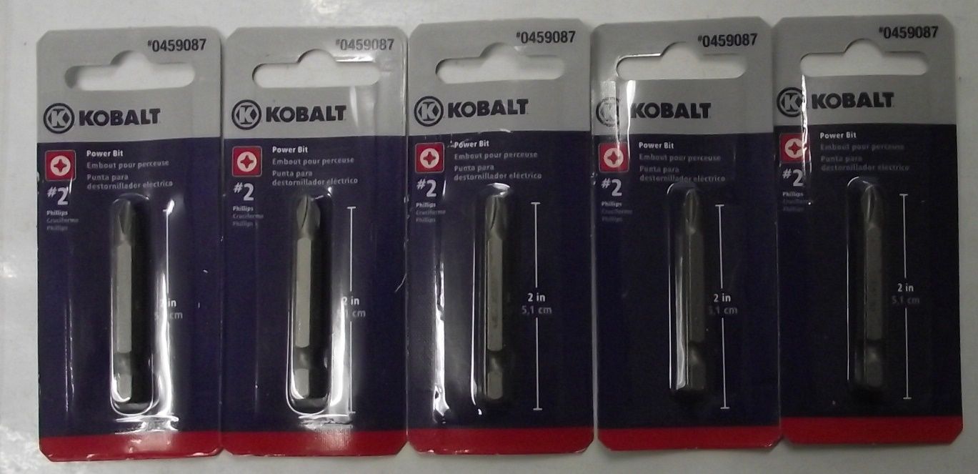 Kobalt 0459087 #2 Phillips 2″ Long Power Screw Tip Bits 5pcs. Hot on Sale