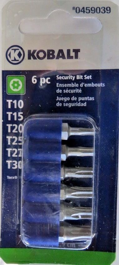 Kobalt 0459039 6 Piece Security Bit Torx Set T10 – T30 Online Sale