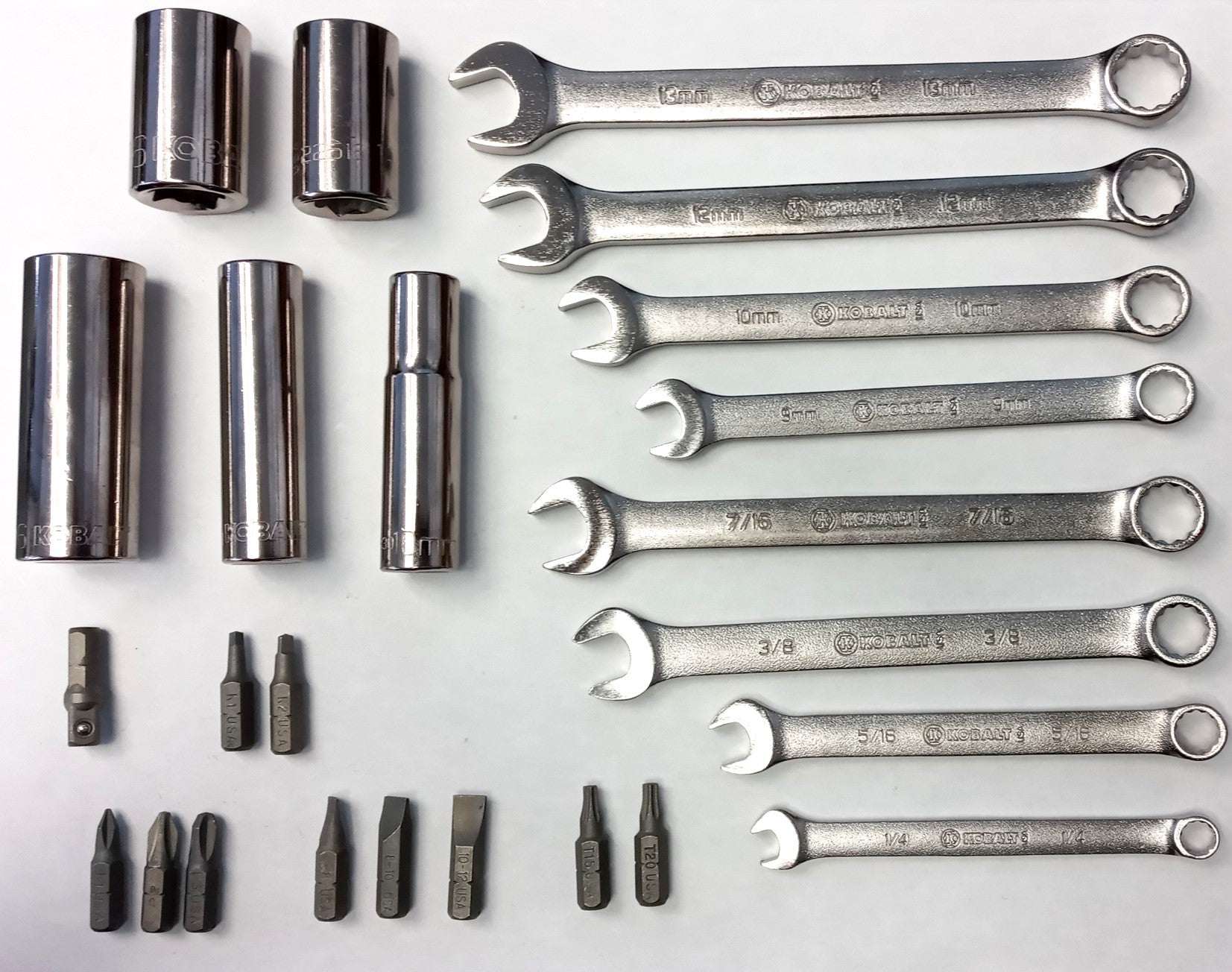 Kobalt 2308407 24pc Assorted Wrench, Socket & Bit Set USA Fashion