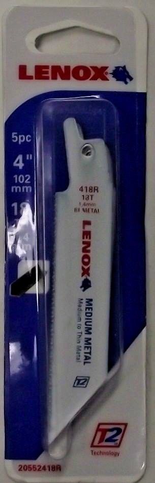 Lenox 20552418R 4″ x 18TPI Reciprocating Saw Blades Medium Metal USA 5 Pack Fashion
