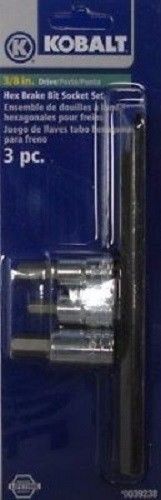 Kobalt 23966 3pc 3/8 Drive Hex Brake Bit Socket Set Supply