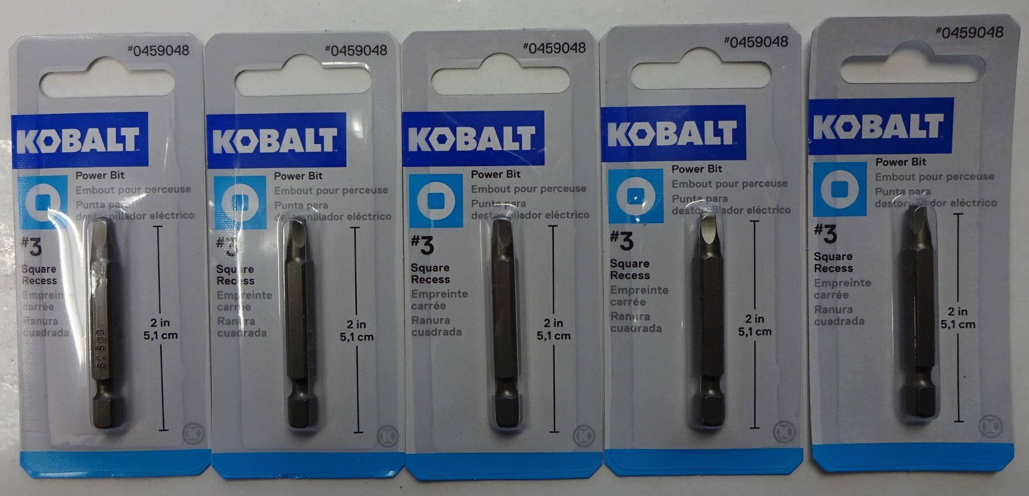 KOBALT 0459108 #3 Power Screw Bit Square Recess 2″ Long 5pcs Online Sale