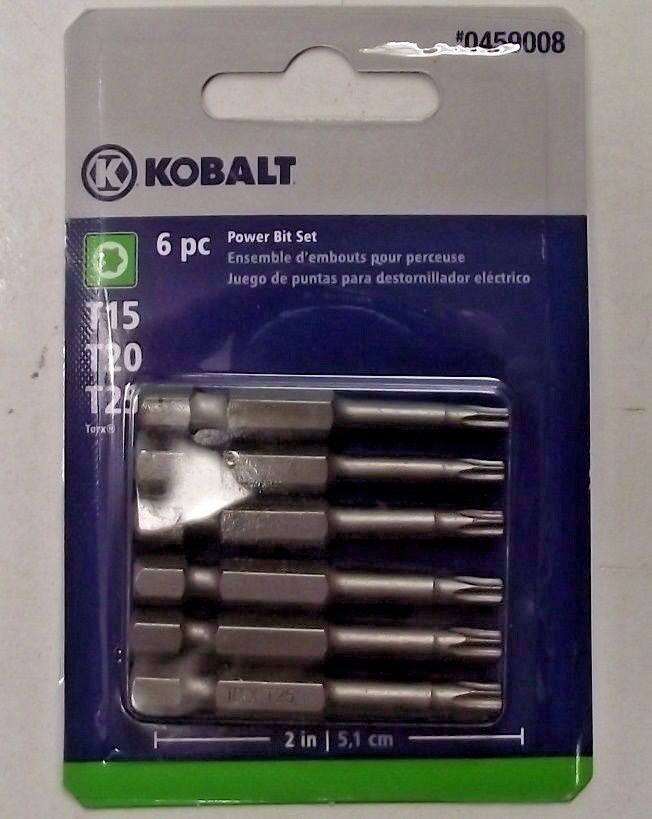 Kobalt 0459008 6 Pack Torx 2″ Power Screw Tip Bits T15 T20 T25 Online Sale