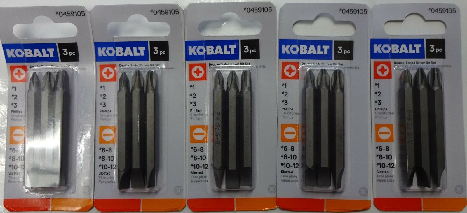 Kobalt 3-Piece Double-Ended Driver Bit Set 0459105 1873535 (5 Packs) Online now