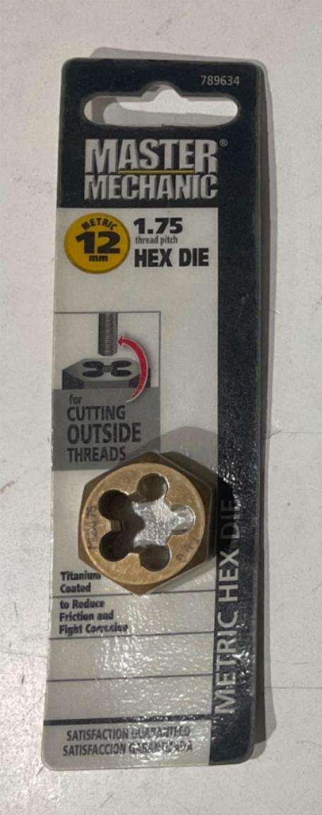 Master Mechanic 789634 12mm -1.75 Titanium coated Hex Die Online now