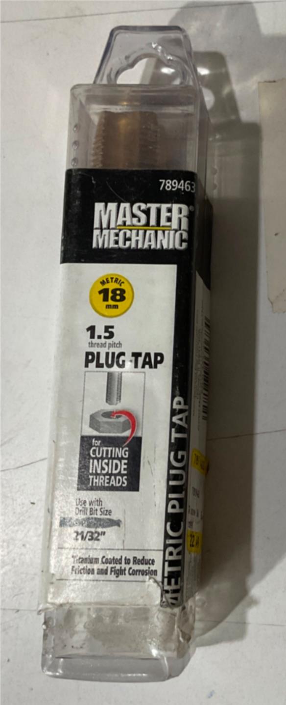 Master Mechanic 789463 18mm 1.5 Thread pitch Metric Titanium coated Plug tap Supply