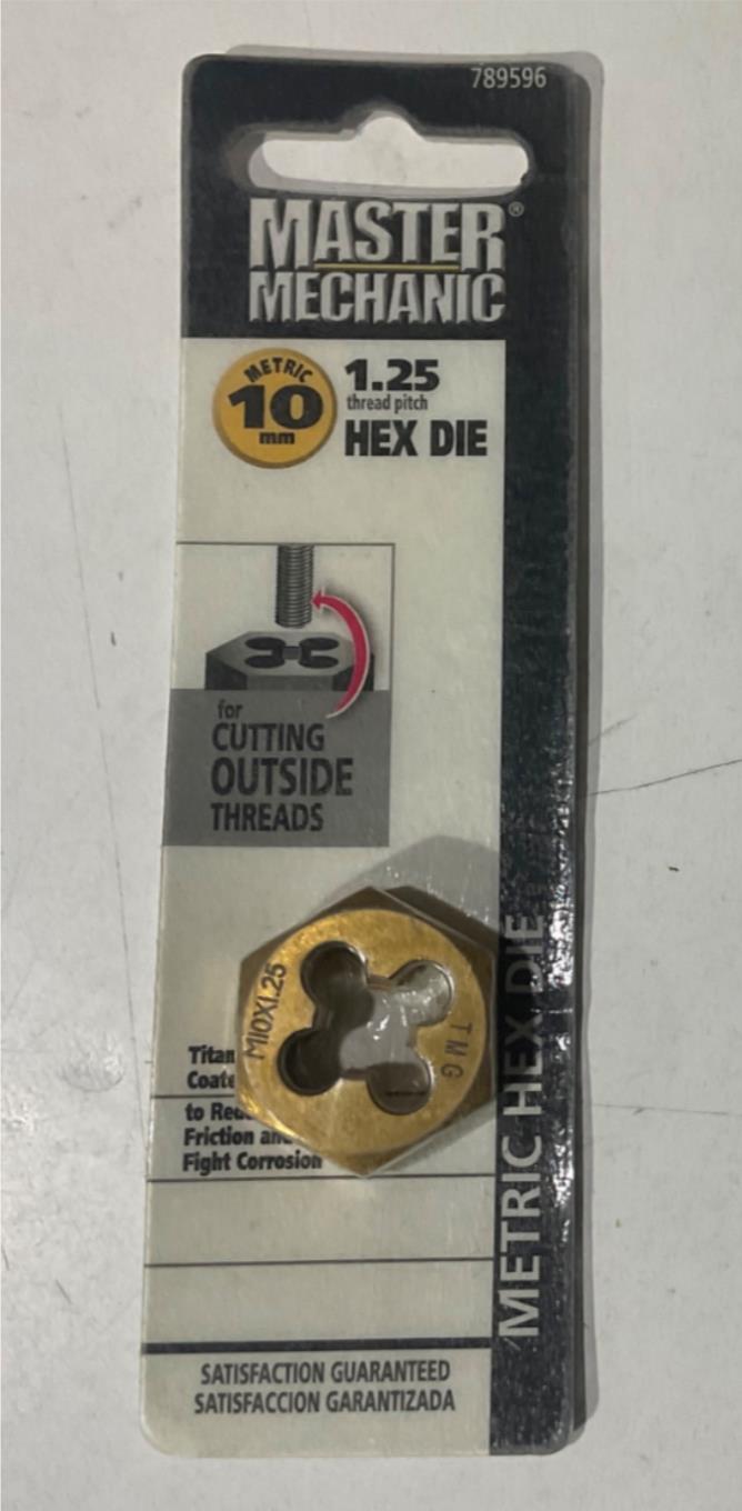 Master Mechanic 789596 10mm 1.25 Thread Pitch Titanium coated Hex Die on Sale