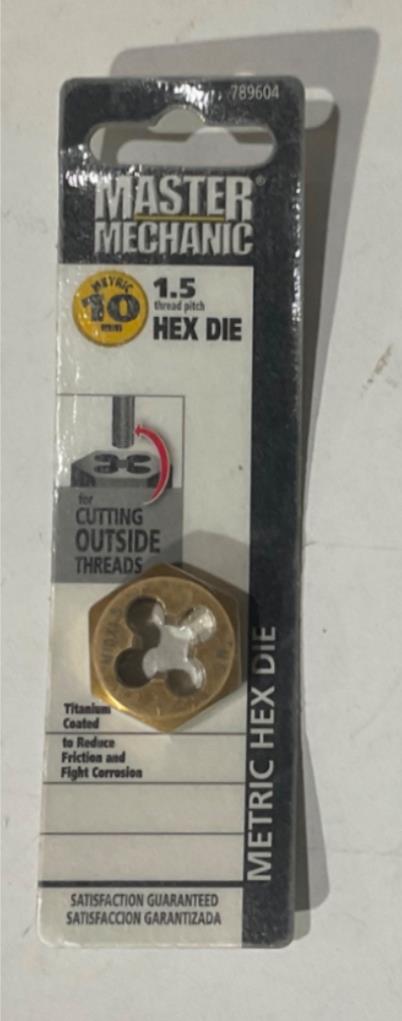 Master Mechanic 789604 10mm -1.5 Titanium coated Metric Hex Die Supply