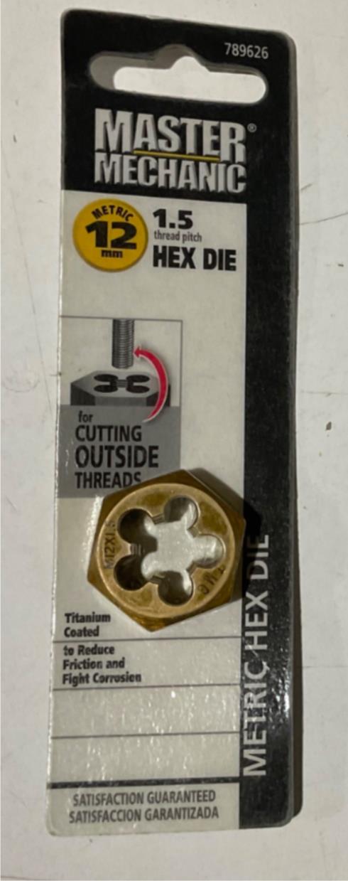 Master Mechanic 789626 12mm -1.5 Titanium Coated Metric Hex Die Sale