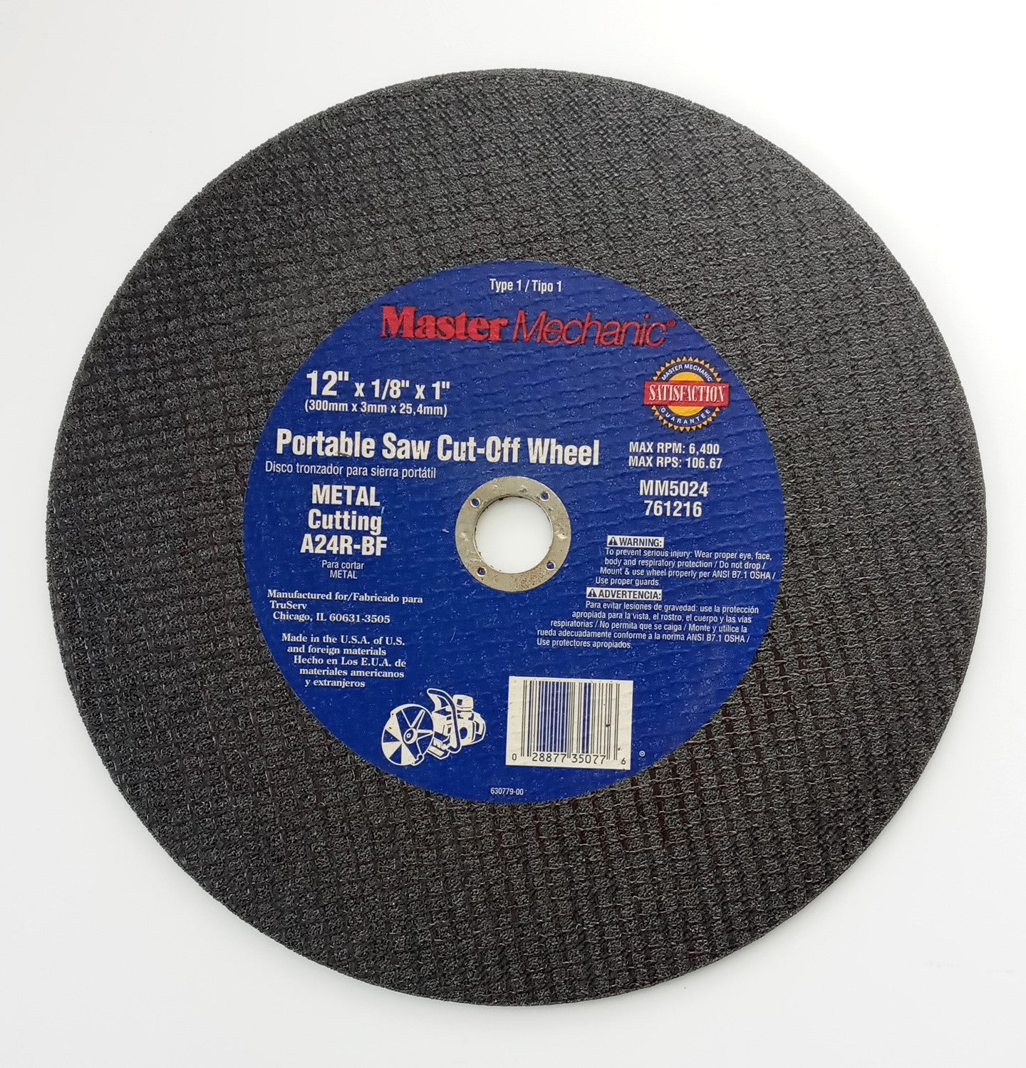 Master Mechanic MM5024 12″ x 1/8″ x 1″ Portable Saw Cut-Off Wheel USA 5-Pack Online